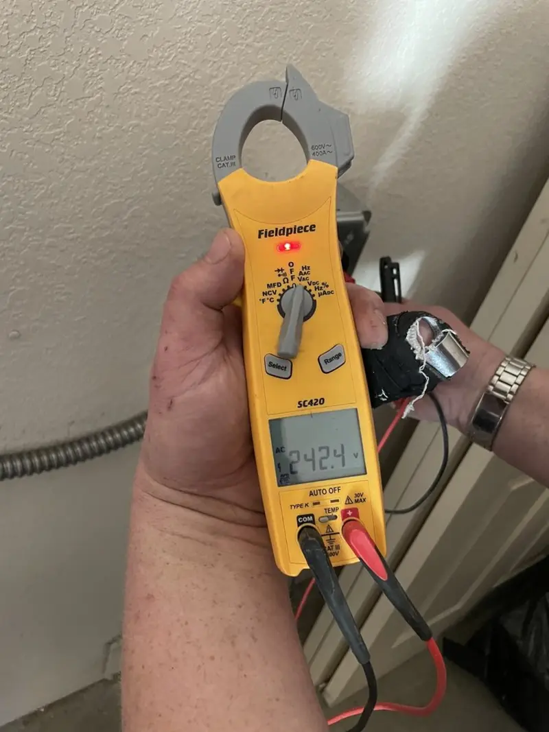Voltage testing with clamp meter during Generator Installation in Antioch